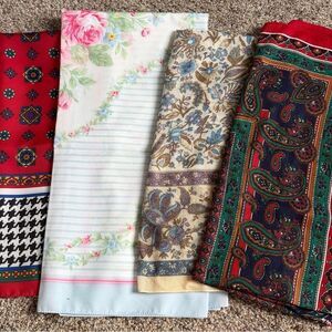 Vintage Avon Scarf Lot Of 4 Varying Patterns Sizes Colors Made In Italy.